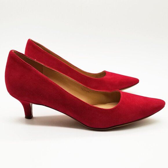 Naturalizer Pippa Suede Pumps 6.5M Red Pointy Toe Kitten Heel Comfort Cushion - Picture 8 of 16